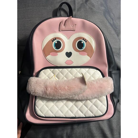 Betsy Johnson pink sloth backpack with furry movable arms - Picture 1 of 16